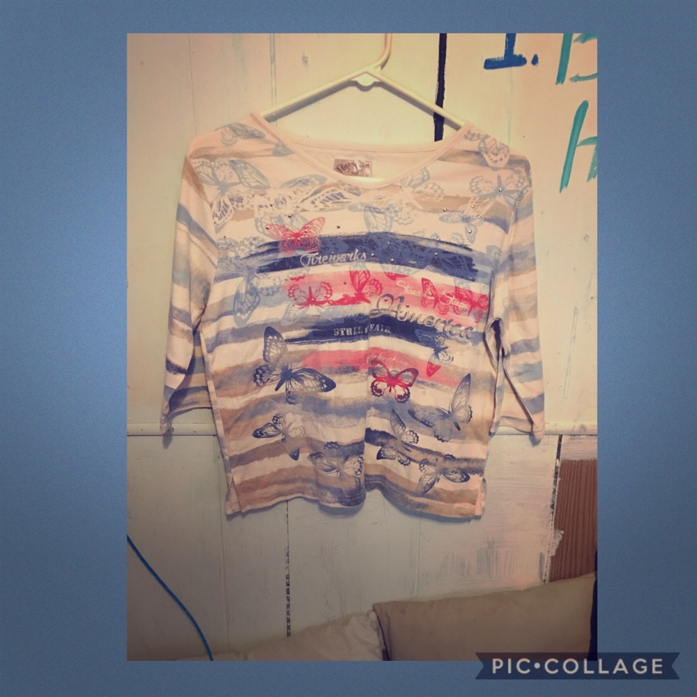 blue and white striped shirt